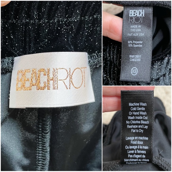 Beach Riot Josie Black Metallic Sparkle Glitter Velvet Jogger Lounge Pant - Picture 10 of 11